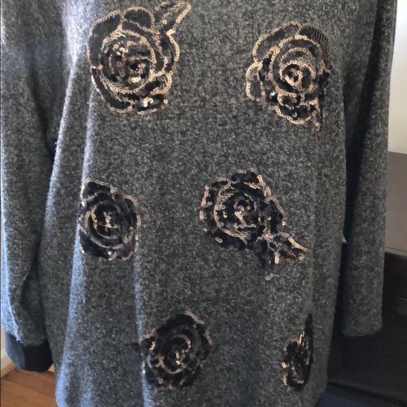 Grey/Black Top with Black/Gold Sequins and Beads - Picture 3 of 5